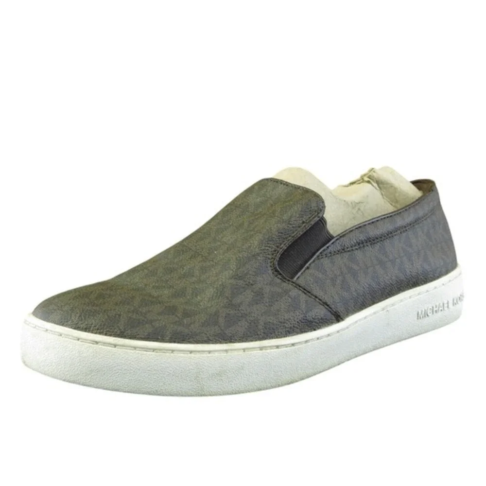 MICHAEL KORS Keaton Women's Logo Print Coated Canvas Slip On Sneakers Brown US 9